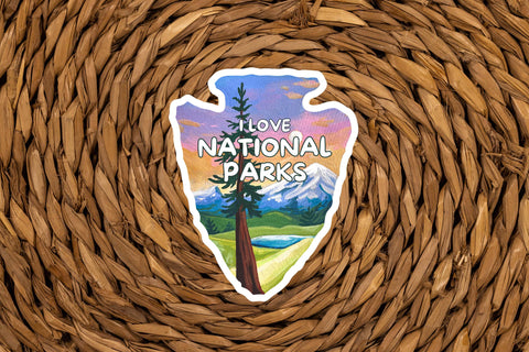 National Park Vinyl Sticker for your water bottle, laptop, car sticker, journal, window, or other smooth surface.