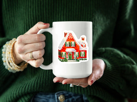 Christmas Village House Sticker for all your holiday party favors or Christmas crafting!