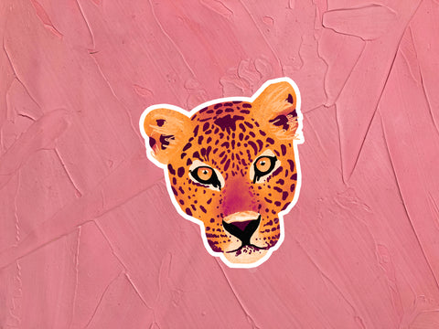 Leopard sticker for your water bottle, laptop, car sticker, journal, window, or other smooth surface.  Perfect for personalizing your belongings, office supplies, or as a gift for someone who loves cheetahs.