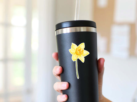 Yellow daffodil flower sticker for your water bottle, laptop, car sticker, journal, window, or other smooth surface.