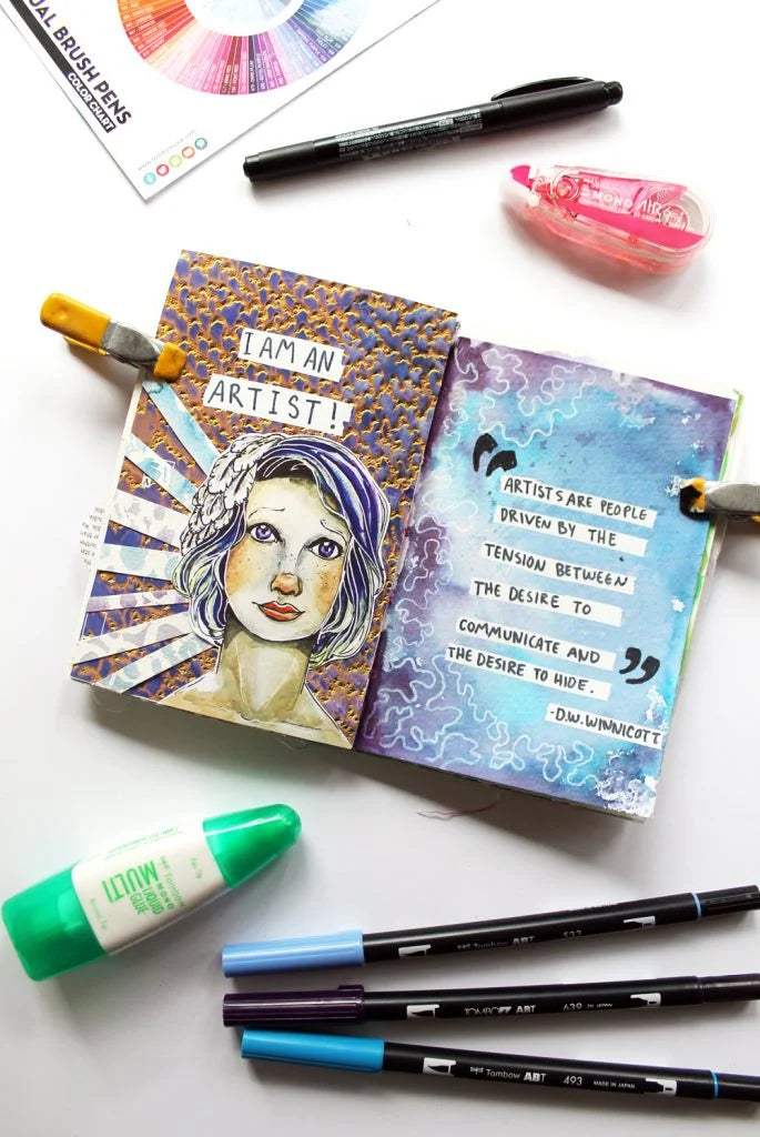 Creating Art Journal Word Labels using Tombow’s MONO Air Correction Tape