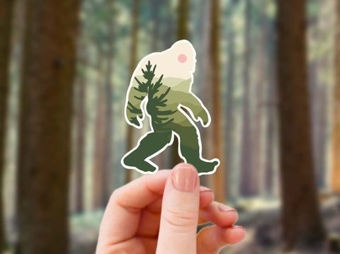 Green & white  Sasquatch sticker for your water bottle, laptop, car bumper, journal, window, or other smooth surface.