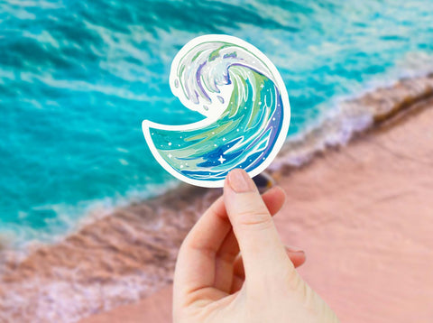 Ocean wave sticker for your water bottle, laptop, car sticker, paddling gear, journal, window, or other smooth surface.