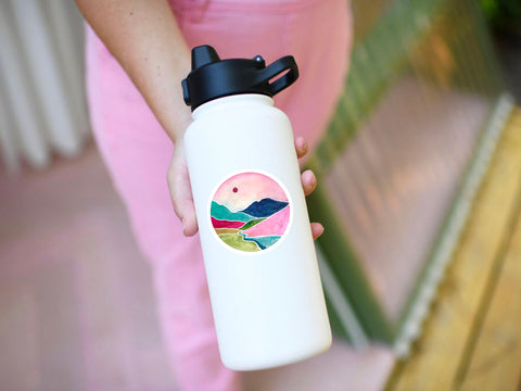 Mountain Landscape sticker for your water bottle, laptop, car sticker, journal, window, or other smooth surface.  Hey weekend wanderers! This sticker is for you. Perfect for personalizing your belongings or as a gift to remember a special adventure.
