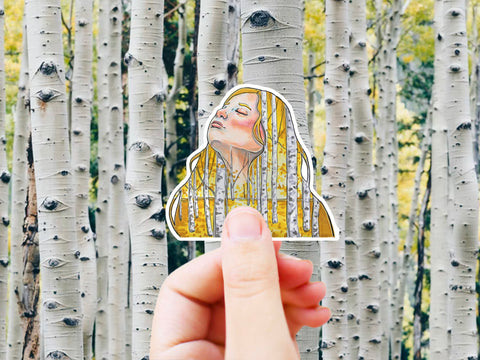 Aspen tree sticker for your water bottle, laptop, car sticker, journal, window, or other smooth surface.  Perfect for personalizing your belongings or gifting to remember a special trip or love of the forest.