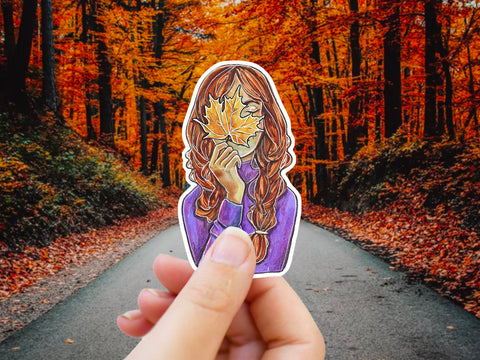 Bring the crunchy maple leaves and autumn mountain vibes to you, wherever you are with this waterproof sticker.  Maple leaf sticker for your water bottle, laptop, car sticker, journal, window, or other smooth surface.