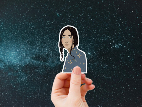 Celestial girl sticker for your water bottle, laptop, car sticker, journal, window, or other smooth surface.  This celestial sticker is perfect for personalizing your belongings or as a best friend gift.