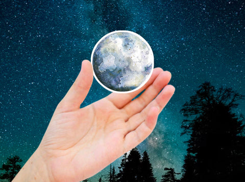 Blue moon sticker for your water bottle, laptop, car sticker, journal, window, or other smooth surface.  Perfect for personalizing your belongings with moon decal if you find yourself always looking up at the beautiful night sky.