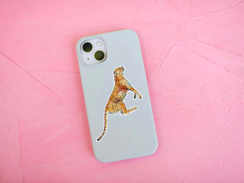 Cheetah sticker for your water bottle, laptop, car sticker, journal, window, or other smooth surface.  Perfect for personalizing your belongings, office supplies, or as a gift for someone who loves cheetahs.