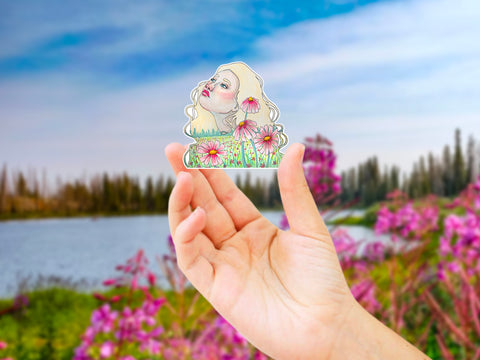 Flower Meadow sticker for your water bottle, laptop, car sticker, journal, window, or other smooth surface.  Perfect for personalizing your belongings or as a gift for someone who loves florals & nature.