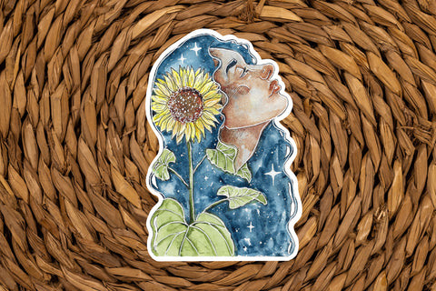 Sunflower sticker for your water bottle, laptop, coffee mug, journal, scrapbook, or other smooth surface. Personalize your belongings with this botanical sticker, use as sunflower shower favors, or give as a best friend gift to someone who loves sunflowers. Sunflower Sticker - Fall Yellow Flower Sticker for Coffee Mug, Water Bottle, Journal, Party Favor, Botanical Realistic Art, Best Friend Gift
