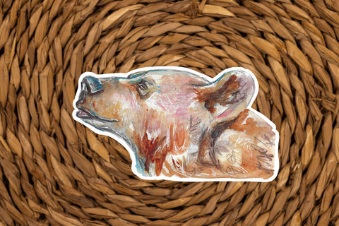 Bear Vinyl Sticker - Mountain Aesthetic, Colorado Gift, Brown Bear Decal, Grizzly Bear Sticker, Wilderness Art, Hiking Gift