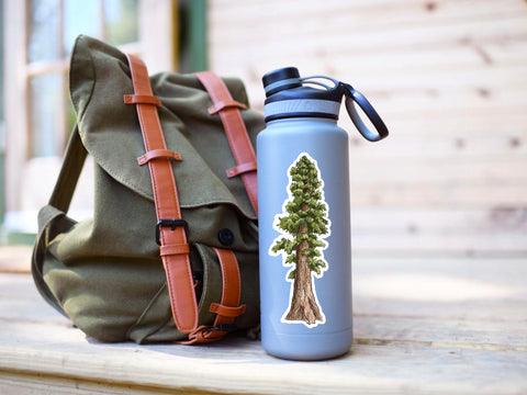 Extra Large Redwood Tree Vinyl Decal. Our one-of-a-kind unique landscape and tallscape decals are designed for ADVENTURERS! Waterproof, scratch and weather-resistant, you can put these stickers on all of your outdoor gear like your favorite tumbler or water bottle, no matter what the size! The narrow width is perfect for having a window into your favorite nature scene, but it still easily fits on your laptop, mountain bike frame, hiking gear, or car window. Place on any smooth surface!