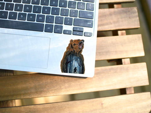 Brown bear sticker for your water bottle, laptop, car sticker, journal, window, or other smooth surface.  Perfect for personalizing your belongings or as a gift for someone who loves bears.