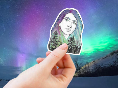 Aurora Borealis sticker for your water bottle, laptop, car sticker, journal, window, or other smooth surface.  Perfect for personalizing your belongings or as a gift for someone who loves that feeling of a crisp winter night, watching the Northern Lights!