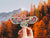 Raven Silhouette Autumn Leaves Sticker