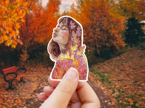 Autumn leaves sticker for your water bottle, laptop, car sticker, journal, window, or other smooth surface.  Perfect for personalizing your belongings or as a gift for someone who loves autumn and the feeling of holding a crisp, crunchy maple leaf.