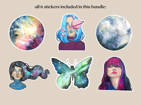 Moon sticker set for your water bottle, laptop, car sticker, journal, window, or other smooth surface.