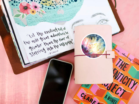Rainbow moon sticker for your water bottle, laptop, car sticker, journal, window, or other smooth surface.  Perfect for personalizing your belongings or as a gift for someone who loves the moon.
