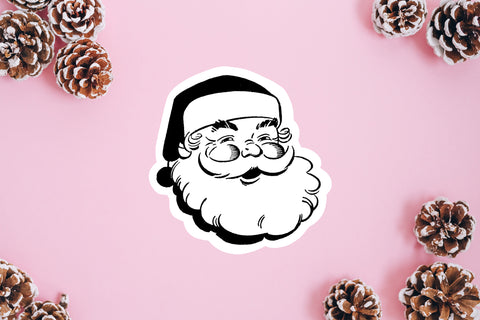 Vintage Santa sticker for your coffee mugs, stocking fillers, retro Santa party decorations, or the perfect little holiday favors to tuck into your holiday cards for extended family or at the office Christmas party.